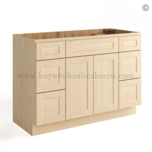 Unfinished Shaker 48" Vanity Base Cabinet Combo