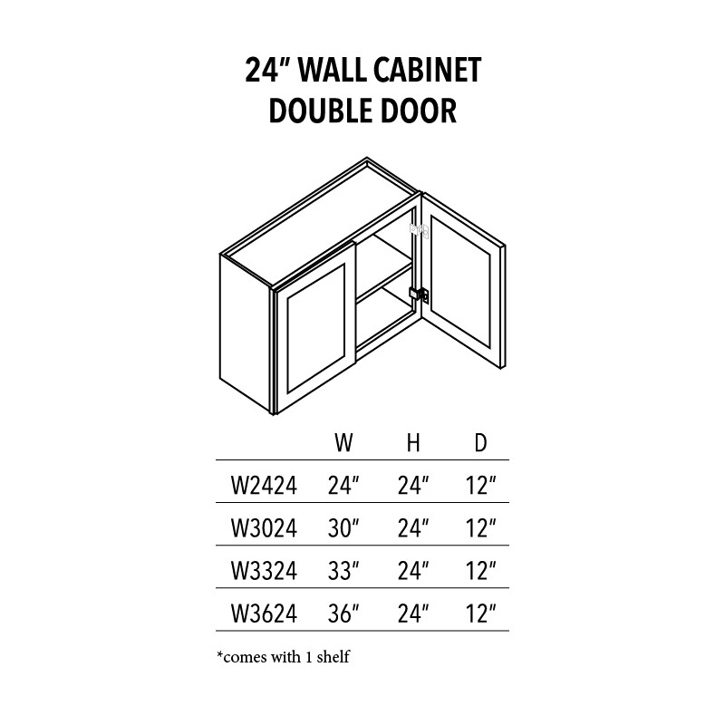 Unfinished 24" Wall Cabinet Double Door